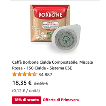 Caffè Borbone Cialda Compostabile, Miscela Rossa - 150 Cialde - Sistema ESE